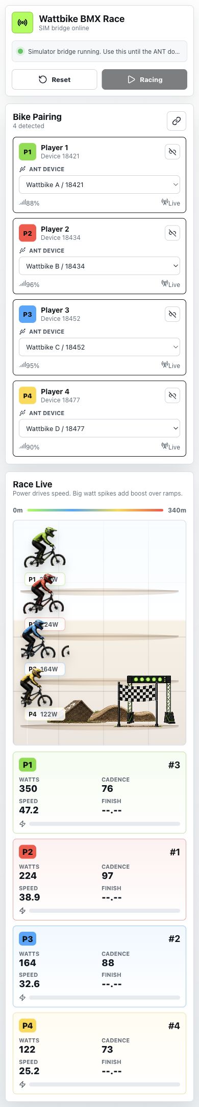 TrackLab BMX mobile interface showing a rider session